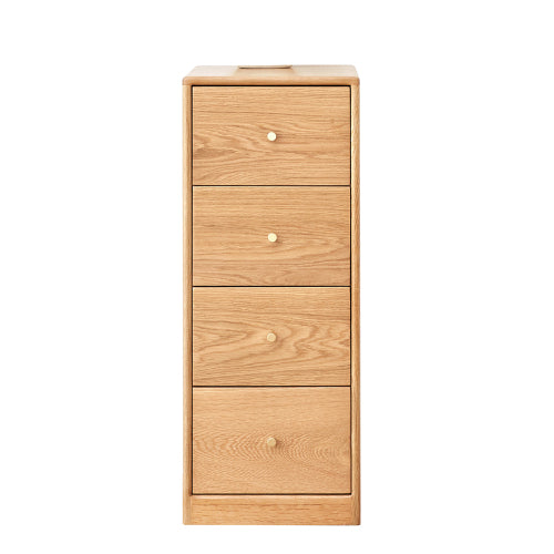 Solid North American Oak Four-Drawer Bedside Cabinet Multi-purpose Living Room Side Table