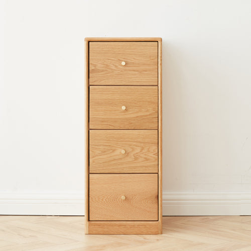 Solid North American Oak Four-Drawer Bedside Cabinet Multi-purpose Living Room Side Table