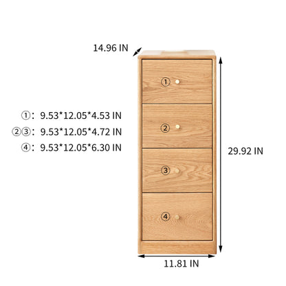 Solid North American Oak Four-Drawer Bedside Cabinet Multi-purpose Living Room Side Table
