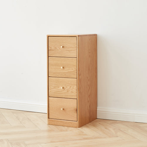 Solid North American Oak Four-Drawer Bedside Cabinet Multi-purpose Living Room Side Table