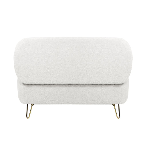 Ivory White Storage Ottoman Bench for End of Bed Gold Legs, Modern Ivory White Faux Fur Entryway Bench Upholstered Padded with Storage for Living Room Bedroom