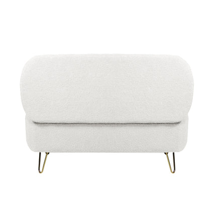 Ivory White Storage Ottoman Bench for End of Bed Gold Legs, Modern Ivory White Faux Fur Entryway Bench Upholstered Padded with Storage for Living Room Bedroom