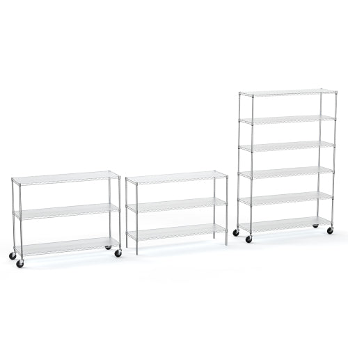 6 Tier Wire Shelving Unit, 6000 LBS NSF Height Adjustable Metal Garage Storage Shelves with Wheels, Heavy Duty Storage Wire Rack Metal Shelves - Chrome