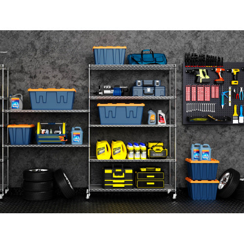 6 Tier Wire Shelving Unit, 6000 LBS NSF Height Adjustable Metal Garage Storage Shelves with Wheels, Heavy Duty Storage Wire Rack Metal Shelves - Chrome