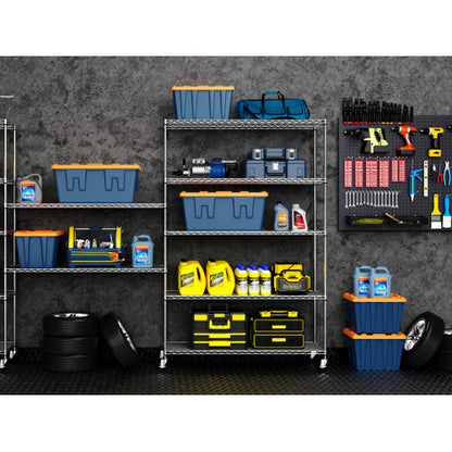 6 Tier Wire Shelving Unit, 6000 LBS NSF Height Adjustable Metal Garage Storage Shelves with Wheels, Heavy Duty Storage Wire Rack Metal Shelves - Chrome