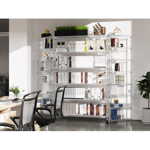 6 Tier Wire Shelving Unit, 6000 LBS NSF Height Adjustable Metal Garage Storage Shelves with Wheels, Heavy Duty Storage Wire Rack Metal Shelves - Chrome