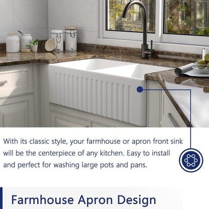 Farmhouse/Apron Front White Ceramic Kitchen Sink