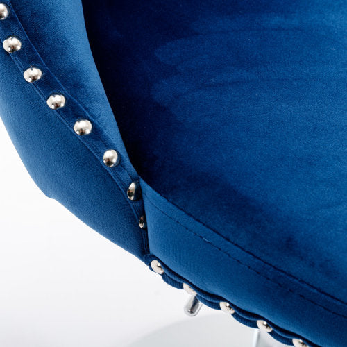 Swivel Velvet Barstools Adjusatble Seat Height from 25-33 Inch, Chrome base Bar Stools with Backs Comfortable Tufted for Home Pub and Kitchen Island,Set of 2,AS1712BL,Blue