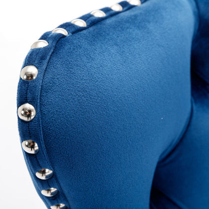 Swivel Velvet Barstools Adjusatble Seat Height from 25-33 Inch, Chrome base Bar Stools with Backs Comfortable Tufted for Home Pub and Kitchen Island,Set of 2,AS1712BL,Blue