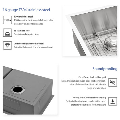 16 Gauge Stainless Steel 33 x 19 x 9 inch Undermount Double Bowl Kitchen Sink (60/40) with 9 Inch Deep Sink