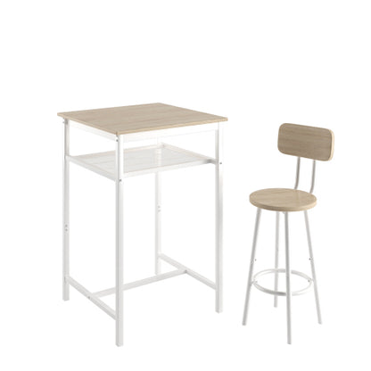 Bar table, equipped with 2 bar stools , with backrest and partition  beige