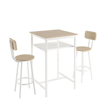 Bar table, equipped with 2 bar stools , with backrest and partition  beige