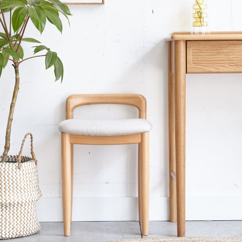 Single Natural Beech Wood Bench Makeup Stool, Fully Assembled 300 LBS Load Capacity