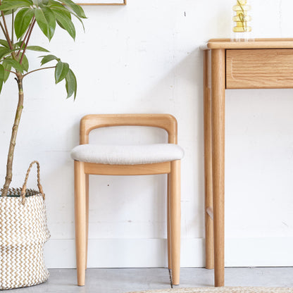 Single Natural Beech Wood Bench Makeup Stool, Fully Assembled 300 LBS Load Capacity