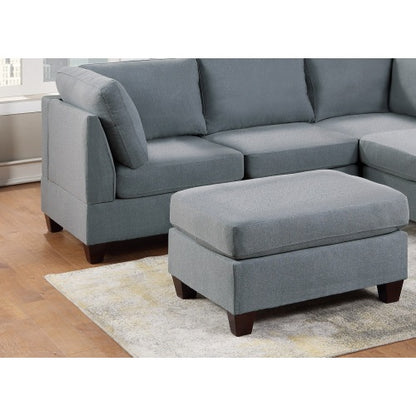 Grey Linen-Like Fabric Cocktail Ottoman, Wooden Leg Plush Modular Footrest 32 inch¡Á26 inch¡Á19 inchH