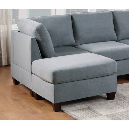 Grey Linen-Like Fabric Cocktail Ottoman, Wooden Leg Plush Modular Footrest 32 inch¡Á26 inch¡Á19 inchH