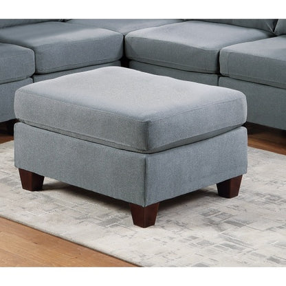 Grey Linen-Like Fabric Cocktail Ottoman, Wooden Leg Plush Modular Footrest 32 inch¡Á26 inch¡Á19 inchH