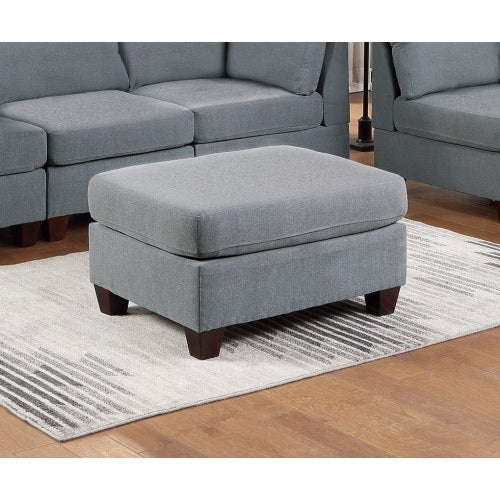 Grey Linen-Like Fabric Cocktail Ottoman, Wooden Leg Plush Modular Footrest 32 inch¡Á26 inch¡Á19 inchH