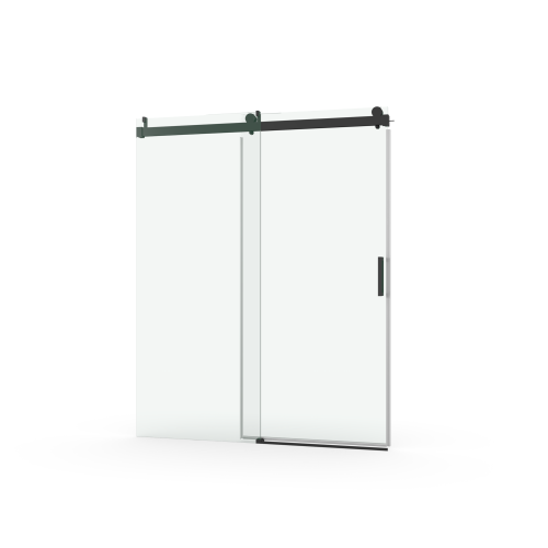 56" - 60" (W) x 76" (H) Frameless Soft-closing Shower Door, 1/4" (6mm) Tempered Glass Single Sliding with Explosion-proof Coating, Matte Black 24D01-60MBX