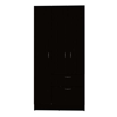 Armoire, Double Door Cabinets, One Drawer, Metal Rod, Five Shelves -Black / White