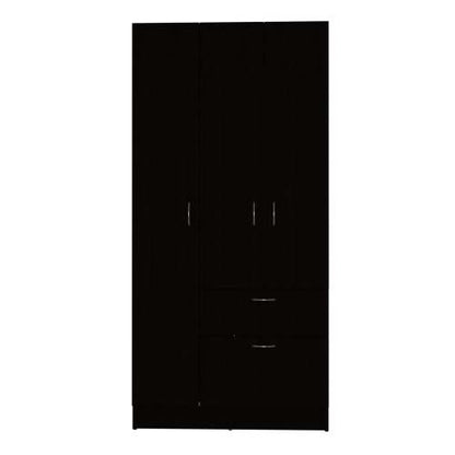 Armoire, Double Door Cabinets, One Drawer, Metal Rod, Five Shelves -Black / White
