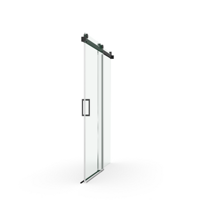 56" - 60" (W) x 76" (H) Frameless Soft-closing Shower Door, 1/4" (6mm) Tempered Glass Single Sliding with Explosion-proof Coating, Matte Black 24D01-60MBX