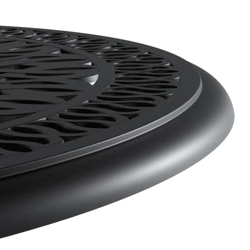 35.43-inch Cast Aluminum Patio Dining Table With Black Frame and Umbrella Hole