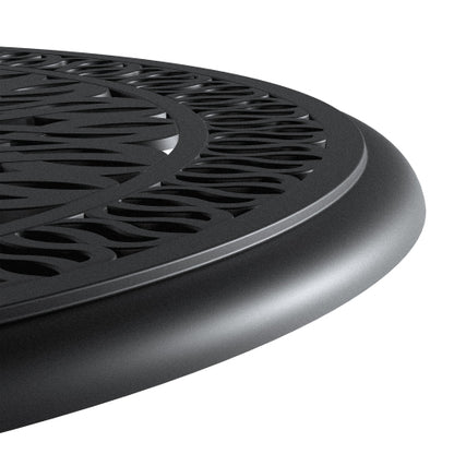 35.43-inch Cast Aluminum Patio Dining Table With Black Frame and Umbrella Hole