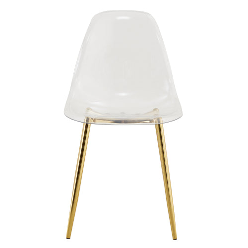Set of 4 Transparent PET Dining Chairs, Nordic Crystal Armless Stools with Gold Plated Metal Legs