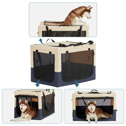 Dog Crates for Dogs, Adjustable Fabric Cover by Spiral Iron Pipe, Strengthen Sewing Dog Travel Crate 3 Door Design