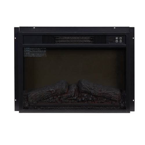 Electric Fireplace Insert 23" 1400W 120V ,Equipped with remote control, ultra thin heater with log set & realistic flame - BLACK