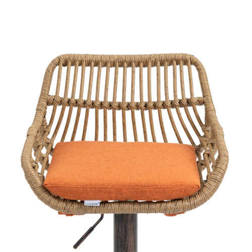Modern Swivel Bar Stools Set of 2 Adjustable Counter Height Chairs with Footrest for Kitchen, Dining Room (Orange)