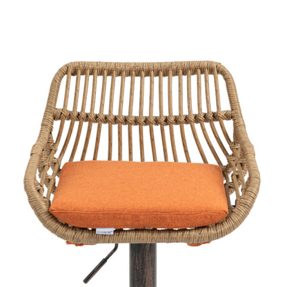 Modern Swivel Bar Stools Set of 2 Adjustable Counter Height Chairs with Footrest for Kitchen, Dining Room (Orange)