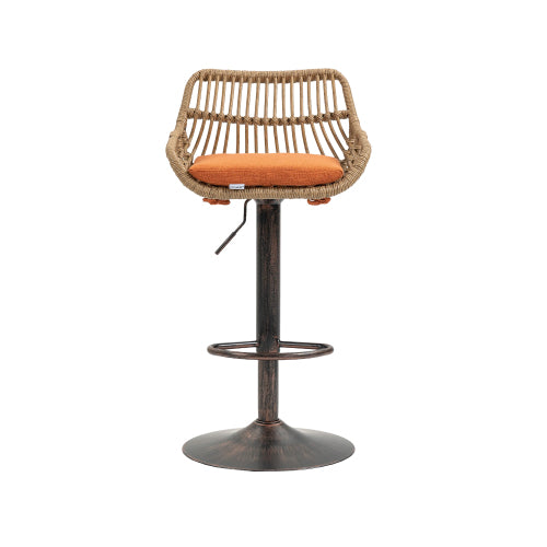 Modern Swivel Bar Stools Set of 2 Adjustable Counter Height Chairs with Footrest for Kitchen, Dining Room (Orange)