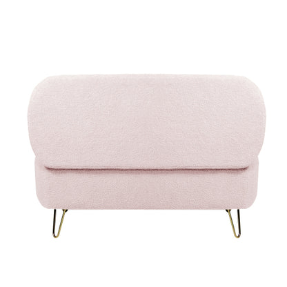 Pink Storage Ottoman Bench for End of Bed Gold Legs, Modern Grey Faux Fur Entryway Bench Upholstered Padded with Storage for Living Room Bedroom