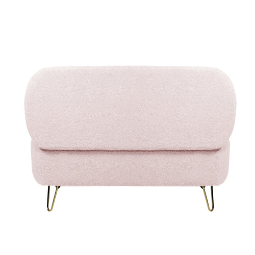Pink Storage Ottoman Bench for End of Bed Gold Legs, Modern Grey Faux Fur Entryway Bench Upholstered Padded with Storage for Living Room Bedroom
