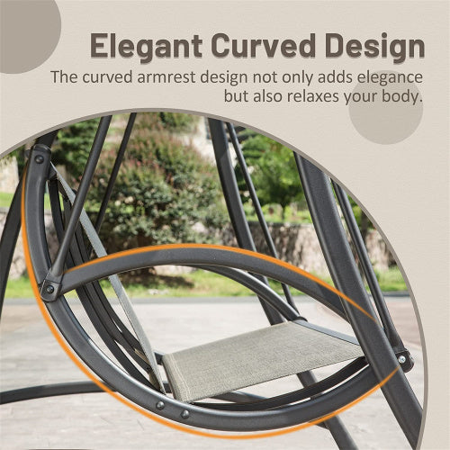 2 Seat Patio Swing Chair Outdoor Porch Swing with Adjustable Canopy Steel Frame 700lb Capacity
