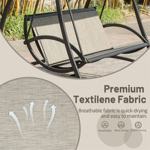 2 Seat Patio Swing Chair Outdoor Porch Swing with Adjustable Canopy Steel Frame 700lb Capacity