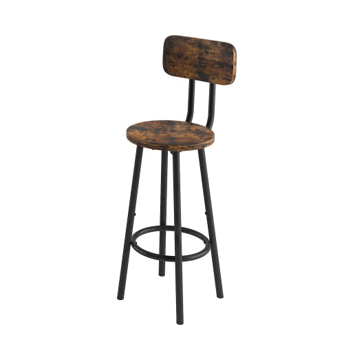 5-Piece Brown Espresso Counter Height Bar Table Set, MDF & Iron Frame Dining Set with 4 Stools & Storage Net