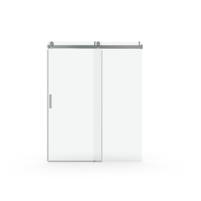 56" - 60" W x 76" H Frameless Soft-closing Single Sliding Shower Door, 1/4" (6mm) Tempered Glass with Explosion-proof Coating via Express Delivery, Chrome 24D01-60CHX