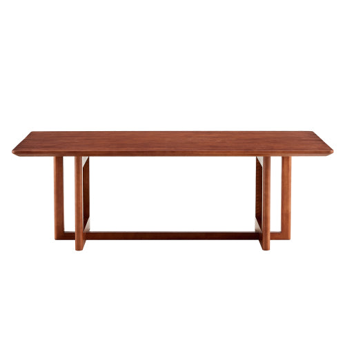 Rectangular Solid Wood Imitation Rattan Coffee Table, Chinese Style Log Tea Table