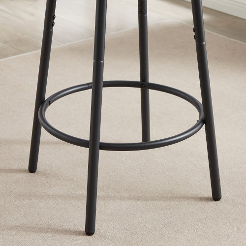 Round bar stool set with shelf, upholstered stool with backrest, Rustic Brown, 23.62inch  W x 23.62inch  D x 35.43inch  H