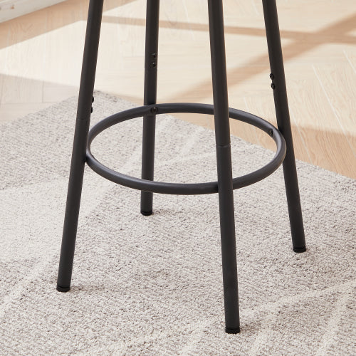 Round bar stool set with shelf, upholstered stool with backrest Grey, 23.62inch  W x 23.62inch  D x 35.43inch  H.