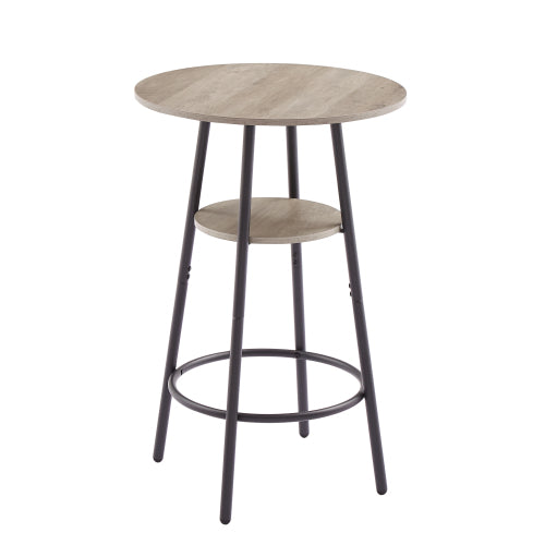 Round bar stool set with shelf, upholstered stool with backrest Grey, 23.62inch  W x 23.62inch  D x 35.43inch  H.