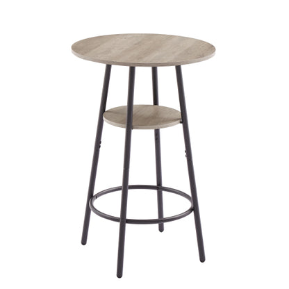 Round bar stool set with shelf, upholstered stool with backrest Grey, 23.62inch  W x 23.62inch  D x 35.43inch  H.