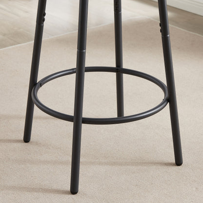 Round bar stool set with shelf, upholstered stool with backrest Grey, 23.62inch  W x 23.62inch  D x 35.43inch  H.