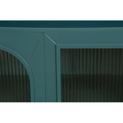 Navy Blue TV Stand for 65 Inch TV Wood Media Console with Gaussian Glass Doors