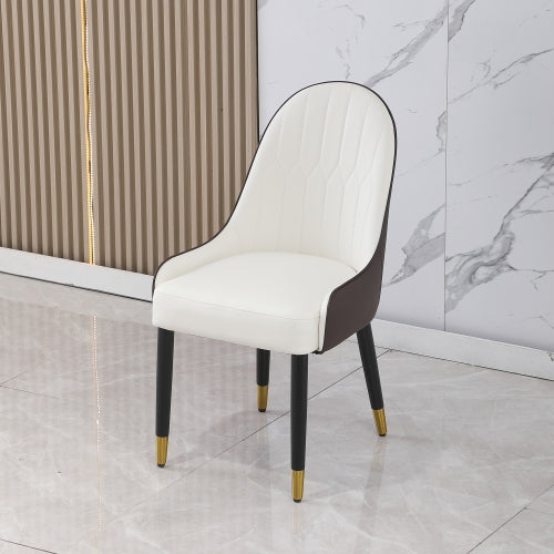 Curved Back PU Leather Dining Chairs, Set of 2, Brown