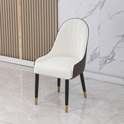 Curved Back PU Leather Dining Chairs, Set of 2, Brown