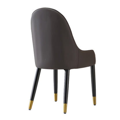 Curved Back PU Leather Dining Chairs, Set of 2, Brown